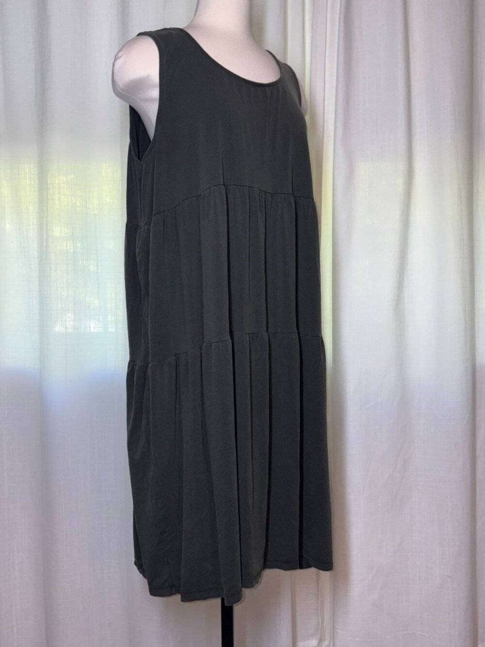 Tiered Tencel Eileen Fisher Summer Dress Crew Neck Sleeveless